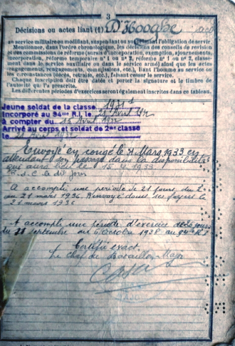 livret militaire