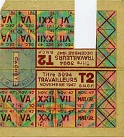Tickets alimentaires (jnovembre 1947) / Cliquer pour agrandir